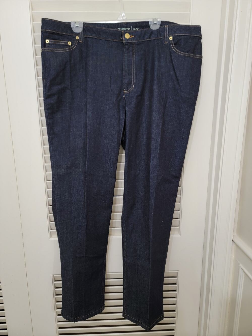 Liz Claiborne Jackie Classic Straight Leg Dark Wash Denim Jeans 20W